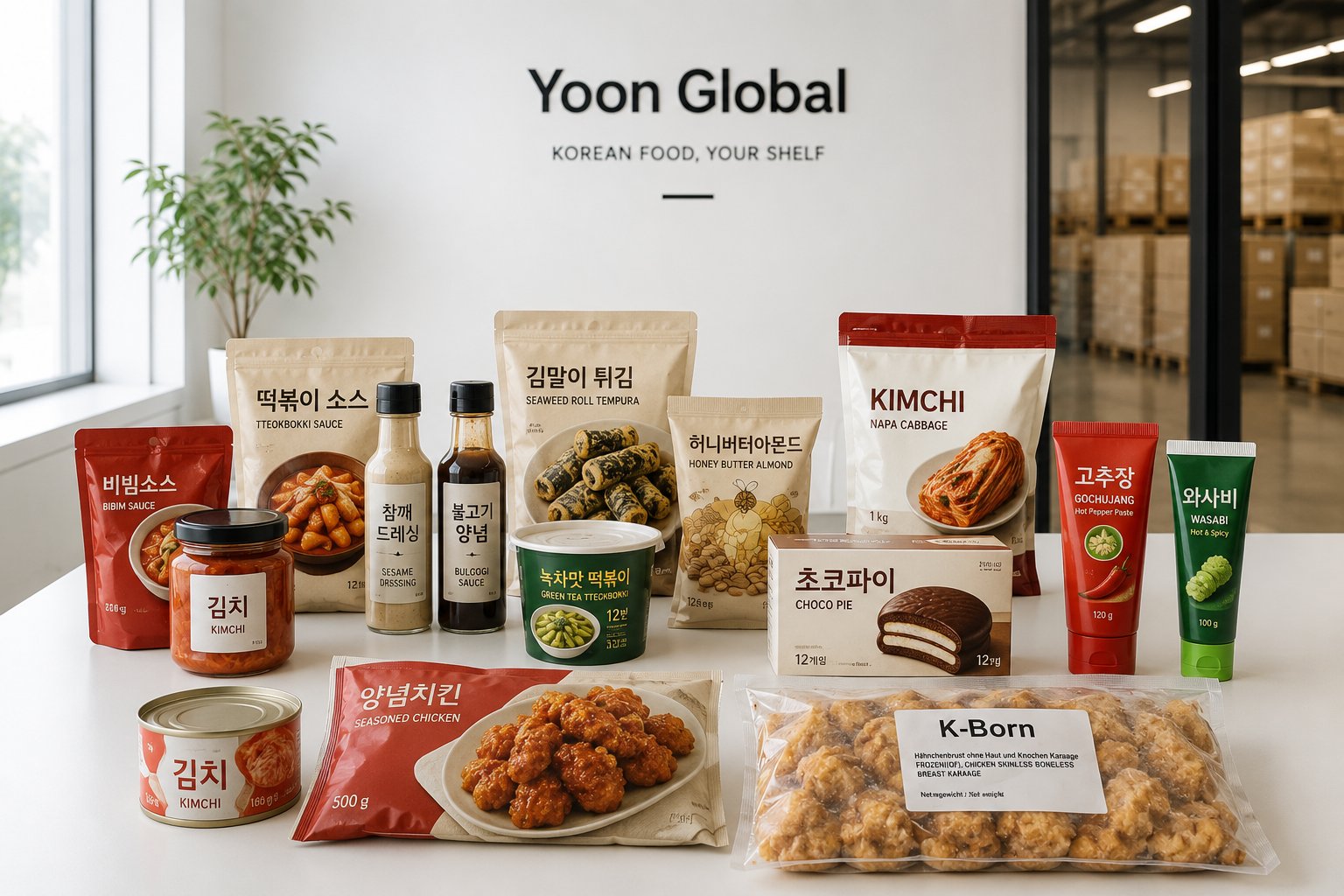 Yoon Global Korean food products — sauces, snacks, desserts, frozen K-chicken